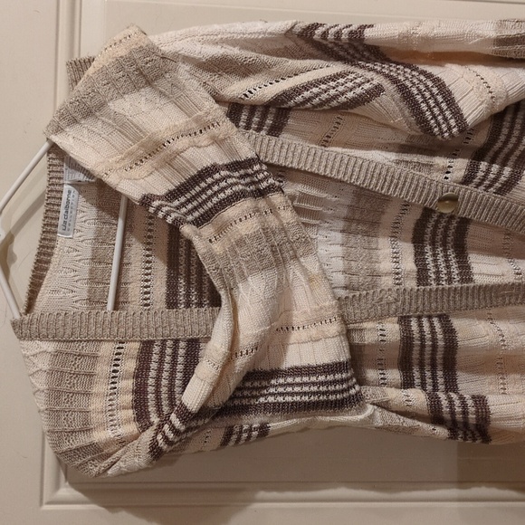 Liz Claiborne Open Weave Cardigan - Stylish Linen Blend Comfort - Picture 3 of 12